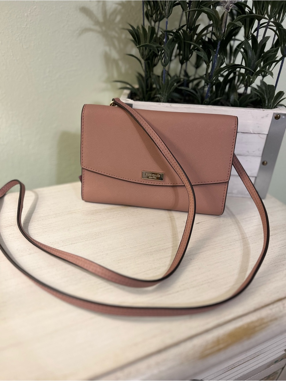 Kate Spade Laurel Way Winni Crossbody Bag Dusty Pink Saffiano Leather